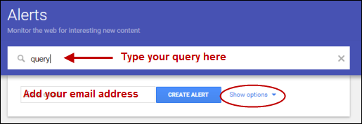 Setting up your Google Alert search query