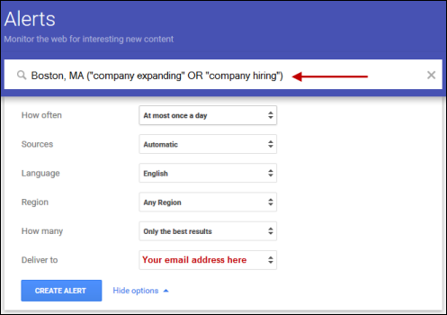 Using Google Alerts for job search