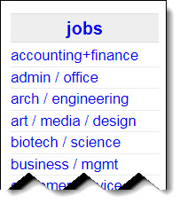 Craigslist Jobs categories