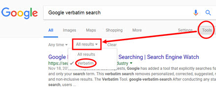 Google Verbatim search