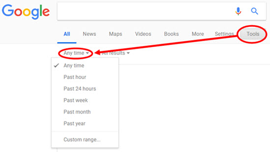 Google search by timeframe