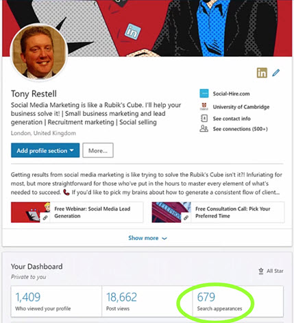 LinkedIn Dashboard - Search Appearances