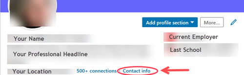 LinkedIn desktop contact information