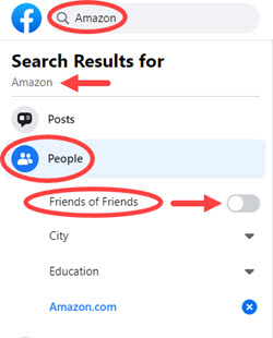 Facebook company search to find people